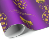 紫と金ゴールドのクリスマスボードブル ラッピングペーパー (ロールコーナー)