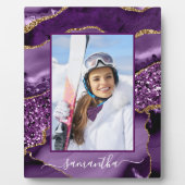 紫と金ゴールドのグリッターのエレガントゲート名の写真 フォトプラーク (正面)