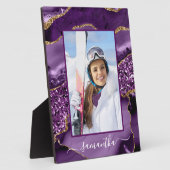 紫と金ゴールドのグリッターのエレガントゲート名の写真 フォトプラーク (側面)