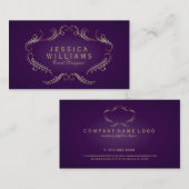 紫と金ゴールドのグリッター華美フレーム3 名刺 (正面/裏面)