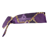 紫と金ゴールドのグリッターAgate抽象芸術 タイヘッドバンド (回転270)