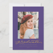 紫と金ゴールドのスクリプトの卒業発表