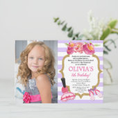 紫と金ゴールドのスパスリープパーティーの写真 招待状 (スタンド正面)