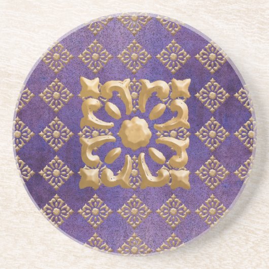 紫と金ゴールドのダイヤモンド コースター (正面)