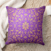 紫と金ゴールドのダマスクのパターモダンン クッション (ブランケット)