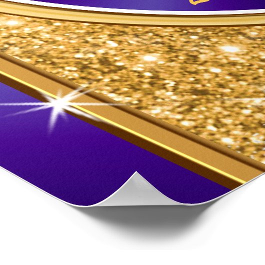 紫と金ゴールドのチアリーティングポスター、任意の大事な行事 ポスター (角)