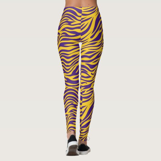 紫と金ゴールドのトラストライプギ レギンス (裏面)