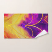 紫と金ゴールドのハートハンドタオル ハンドタオル (ハンドタオル)