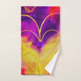紫と金ゴールドのハートハンドタオル ハンドタオル