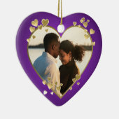 紫と金ゴールドのハートフレーム セラミックオーナメント (右)