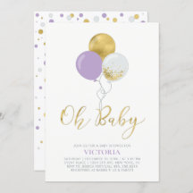 紫と金ゴールドのバルーン | Oh Baby Girl Baby Shower