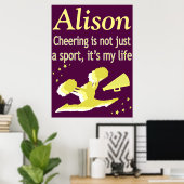 紫と金ゴールドのパーソナライズされた応援ポスター ポスター (ホームオフィス)