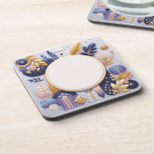 紫と金ゴールドのフローライニシャルコースター コースター (左側)