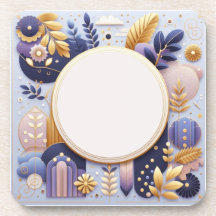 紫と金ゴールドのフローライニシャルコースター