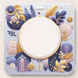 紫と金ゴールドのフローライニシャルコースター コースター