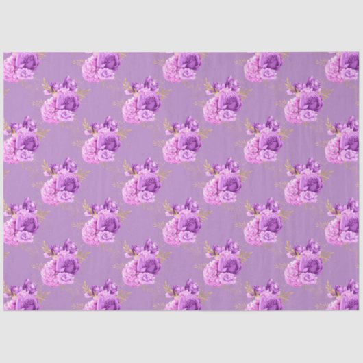 紫と金ゴールドのフローラシリーズデザイン11 薄葉紙 (正面)