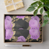 紫と金ゴールドのフローラシリーズデザイン12 薄葉紙 (ギフト)