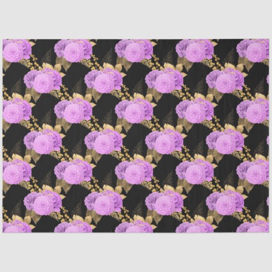 紫と金ゴールドのフローラシリーズデザイン12 薄葉紙 (正面)