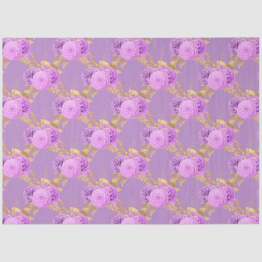 紫と金ゴールドのフローラシリーズデザイン15 薄葉紙 (正面)