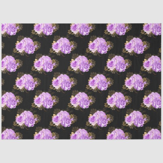 紫と金ゴールドのフローラシリーズデザイン18 薄葉紙 (正面)