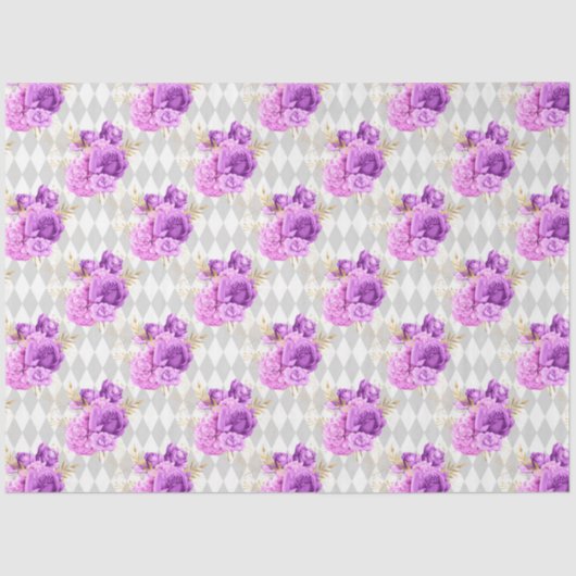 紫と金ゴールドのフローラシリーズデザイン7 薄葉紙 (正面)