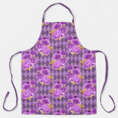紫と金ゴールドのフローラシリーズデザイン8 エプロン (正面)