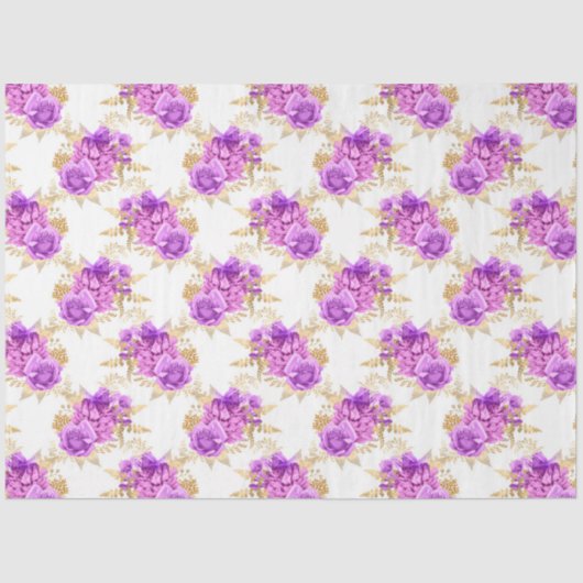 紫と金ゴールドのフローラシリーズデザイン9 薄葉紙 (正面)