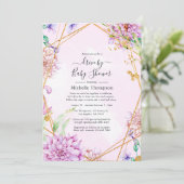 紫と金ゴールドのフローラジオメトリックドライブ（シャワー付） 招待状 (スタンド正面)
