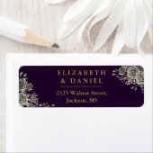 紫と金ゴールドのフローラバラゴシック差出人住所 ラベル (インサイチュ)