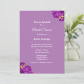 紫と金ゴールドのフローラブライダルシャワー招待 招待状 (スタンド正面)