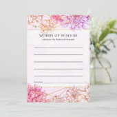 紫と金ゴールドのフローラ幾何学的ブライダルシャワー アドバイスカード (スタンド正面)