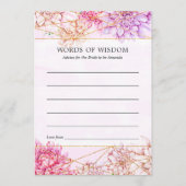 紫と金ゴールドのフローラ幾何学的ブライダルシャワー アドバイスカード (正面)