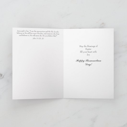 紫と金ゴールドのフローラ木製クロスイースターカード ノートカード (内部)