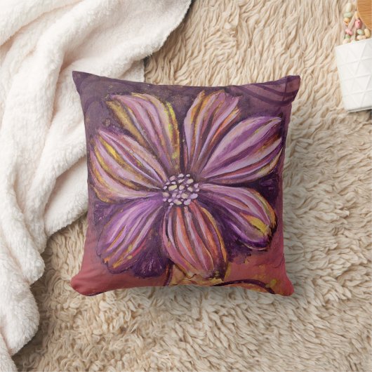 紫と金ゴールドのフローラ水の色鮮やかはっきりした クッション (ブランケット)