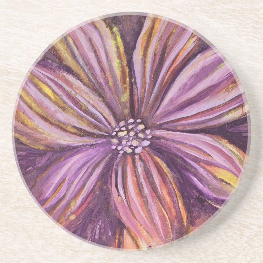 紫と金ゴールドのフローラ水の色鮮やかはっきりした コースター (正面)