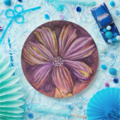 紫と金ゴールドのフローラ水の色鮮やかはっきりした ペーパープレート (パーティー)