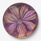 紫と金ゴールドのフローラ水の色鮮やかはっきりした ペーパープレート (正面)