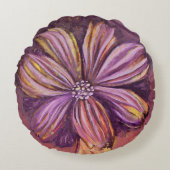 紫と金ゴールドのフローラ水の色鮮やかはっきりした ラウンドクッション (正面)