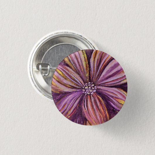 紫と金ゴールドのフローラ水の色鮮やかはっきりした 缶バッジ (正面&裏面)