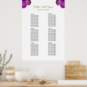 紫と金ゴールドのフローラ結婚の座席表 ポスター (キッチン)