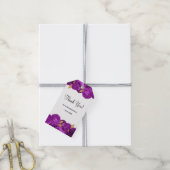 紫と金ゴールドのフローラ結婚の贈り物ラベル ギフトタグ (より糸付き)