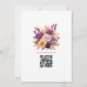 紫と金ゴールドのフローラ結婚 招待状 (裏面)