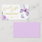 紫と金ゴールドのフローラ蝶おむつラッフル エンクロージャーカード (正面/裏面)