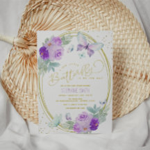 紫と金ゴールドのフローラ蝶の赤ちゃんシャワー