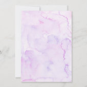 紫と金ゴールドのフローラ蝶の赤ちゃんシャワー 招待状 (裏面)