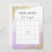 紫と金ゴールドのブライダルシャワービンゴカード 招待状 (正面)