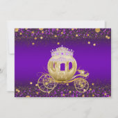 紫と金ゴールドのプリンセス写真キンセアニェラ 招待状 (裏面)