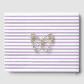 紫と金ゴールドのベビーパーソナライズされたシャワーゲストブック ゲストブック (裏面)