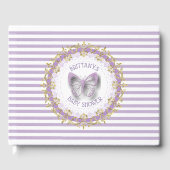 紫と金ゴールドのベビーパーソナライズされたシャワーゲストブック ゲストブック (正面)