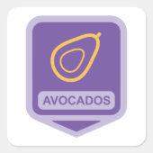 紫と金ゴールドのミニマルなアボカドバッジ スクエアシール (正面)